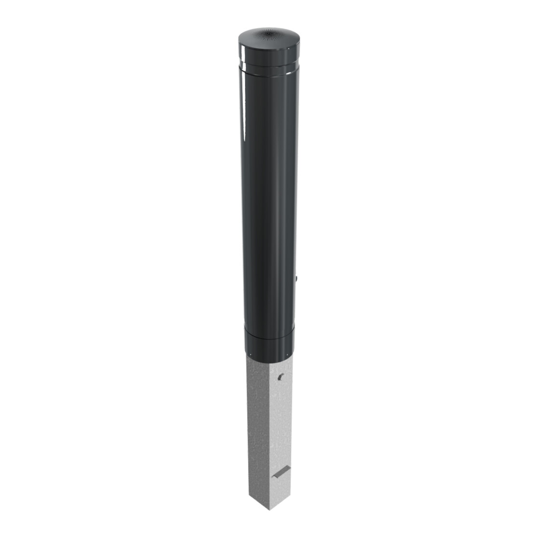 Schake Poller aus starkwandigem Aluminium 120mm herausnehmbar + Dreikantverschluß ca. 750mm Überflur + Ziernut,