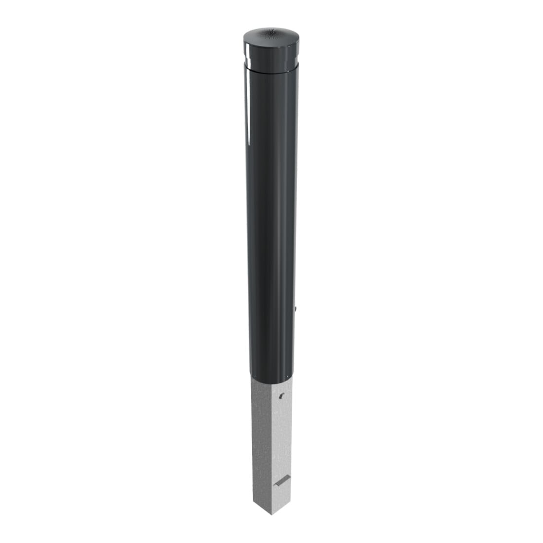 Schake Poller aus starkwandigem Aluminium 120mm herausnehmbar + Dreikantverschluß ca. 900mm Überflur + Ziernut,