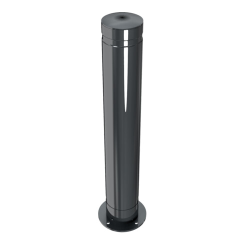 Schake Poller aus starkwandigem Aluminium 120mm ortsfest für Dübelbefestigung + Bodenplatte ca. 750mm Überflur + Ziernut,