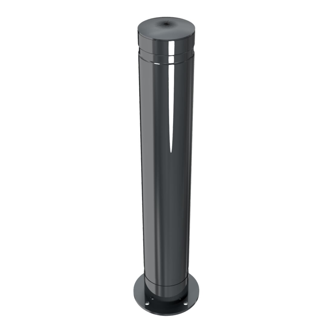 Schake Poller aus starkwandigem Aluminium 120mm ortsfest für Dübelbefestigung + Bodenplatte ca. 750mm Überflur + Ziernut,