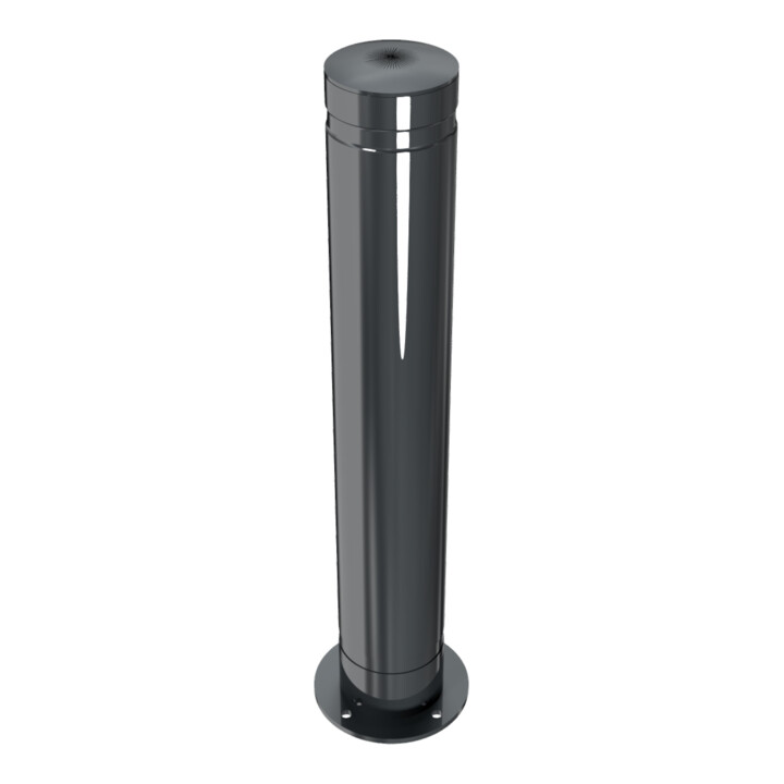 Schake Poller aus starkwandigem Aluminium 120mm ortsfest für Dübelbefestigung + Bodenplatte ca. 750mm Überflur + Ziernut,