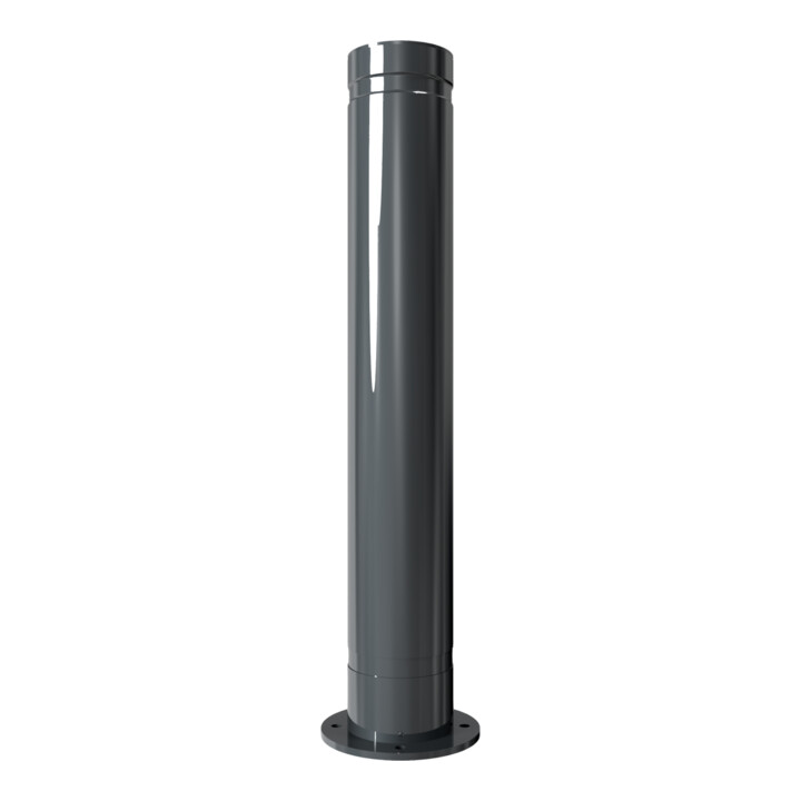 Schake Poller aus starkwandigem Aluminium 120mm ortsfest für Dübelbefestigung + Bodenplatte ca. 750mm Überflur + Ziernut,