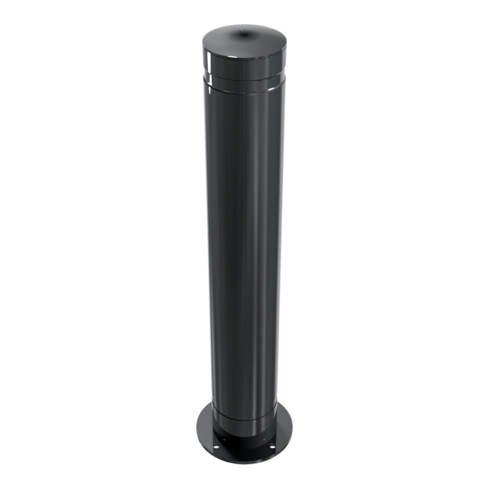Schake Poller aus starkwandigem Aluminium 120mm ortsfest für Dübelbefestigung + Bodenplatte ca. 750mm Überflur + Ziernut,