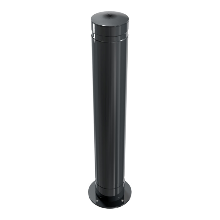 Schake Poller aus starkwandigem Aluminium 120mm ortsfest für Dübelbefestigung + Bodenplatte ca. 750mm Überflur + Ziernut,
