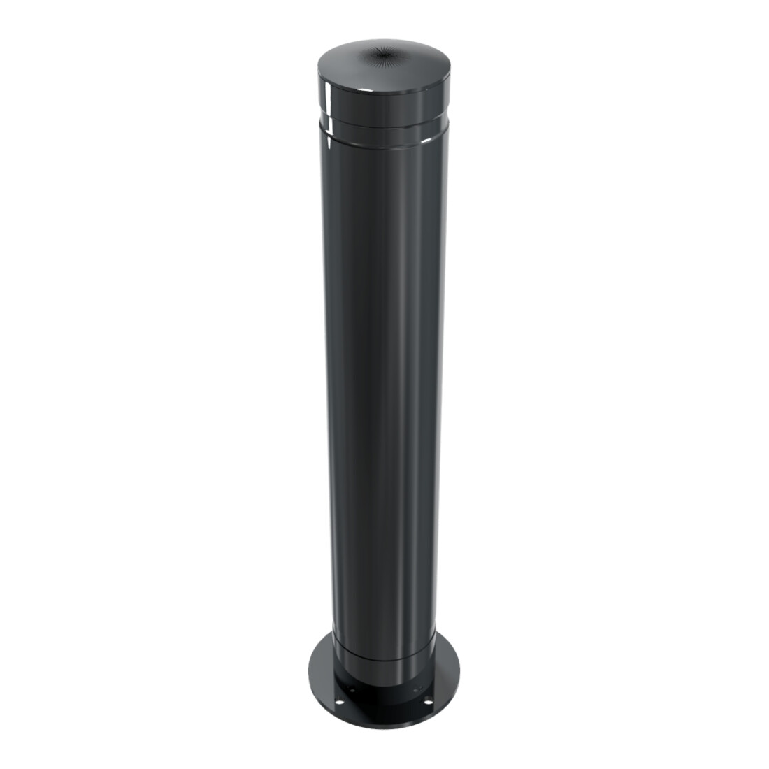Schake Poller aus starkwandigem Aluminium 120mm ortsfest für Dübelbefestigung + Bodenplatte ca. 750mm Überflur + Ziernut,