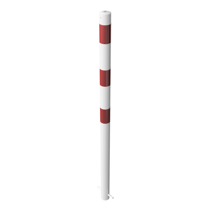 Schake Poteau de fermeture type 460B, fixe, Ø 60 mm, à sceller, blanc/rouge