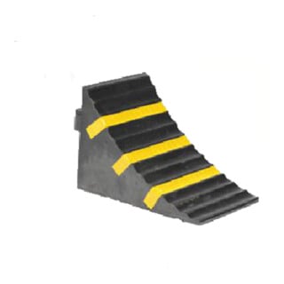 Schake Radkeil schwarz mit drei gelben Streifen, 285 x 155 x 185 mm
