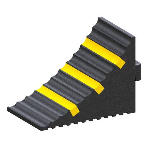 Schake Radkeil schwarz mit drei gelben Streifen, 285 x 155 x 185 mm