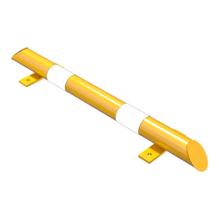 Schake Rammschutz, Balken Stahlrundrohr Ø 76mm + abgeschrägten Enden, + schwarzen Streifen, Breite 1000mm, Höhe 86 mm