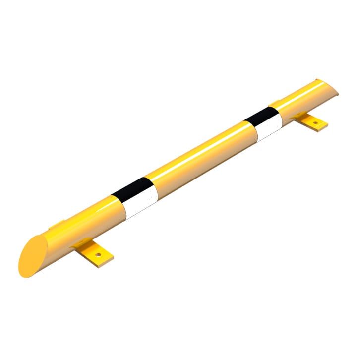 Schake Rammschutz, Balken Stahlrundrohr Ø 76mm + abgeschrägten Enden, + schwarzen Streifen, Breite 1200mm, Höhe 86 mm