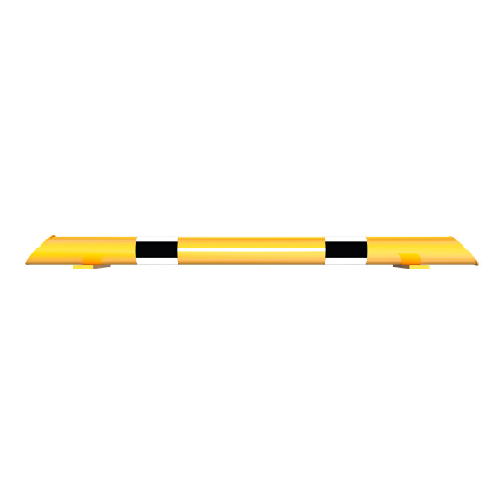 Schake Rammschutz, Balken Stahlrundrohr Ø 76mm + abgeschrägten Enden, + schwarzen Streifen, Breite 1200mm, Höhe 86 mm