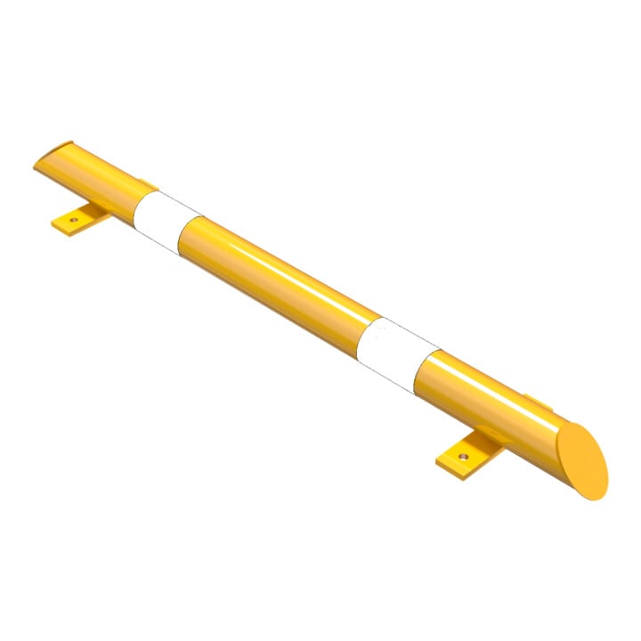 Schake Rammschutz, Balken Stahlrundrohr Ø 76mm + abgeschrägten Enden, + schwarzen Streifen, Breite 1200mm, Höhe 86 mm