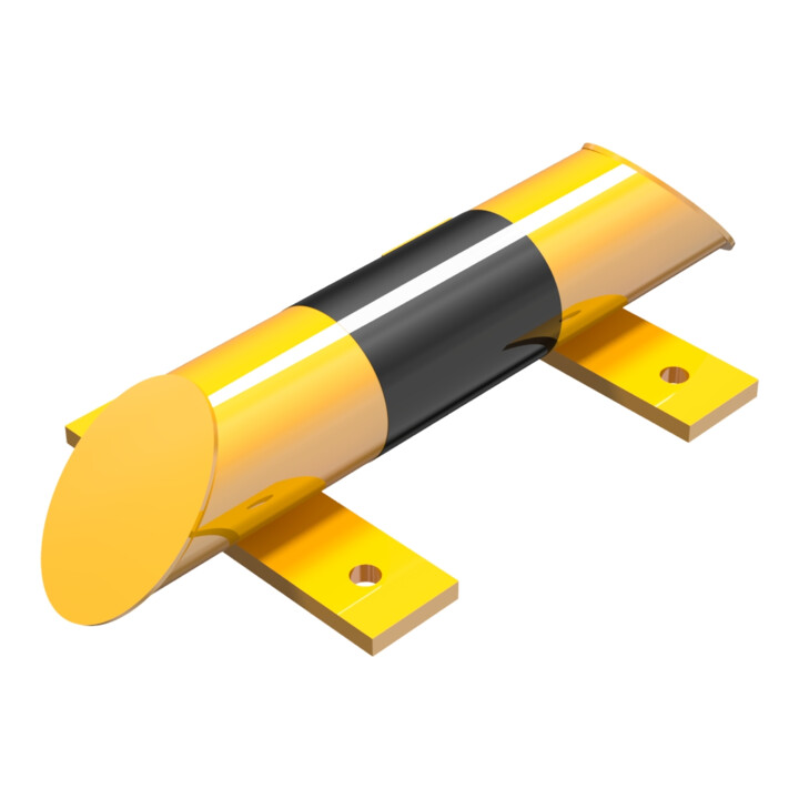 Schake Rammschutz, Balken Stahlrundrohr Ø 76mm + abgeschrägten Enden, + schwarzen Streifen, Breite 400mm, Höhe 86 mm