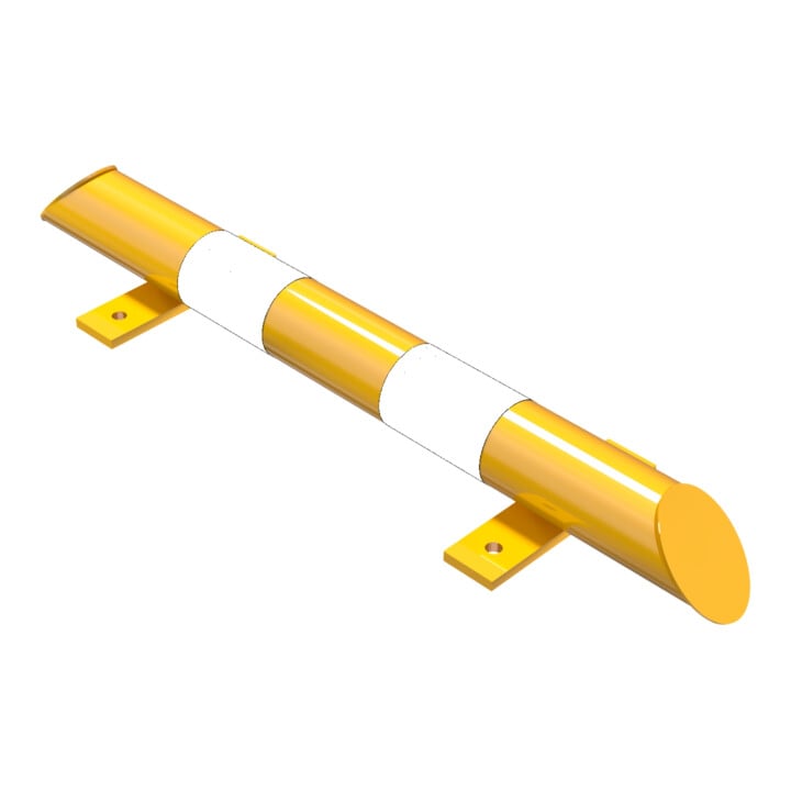 Schake Rammschutz, Balken Stahlrundrohr Ø 76mm + abgeschrägten Enden, + schwarzen Streifen, Breite 800mm, Höhe 86 mm