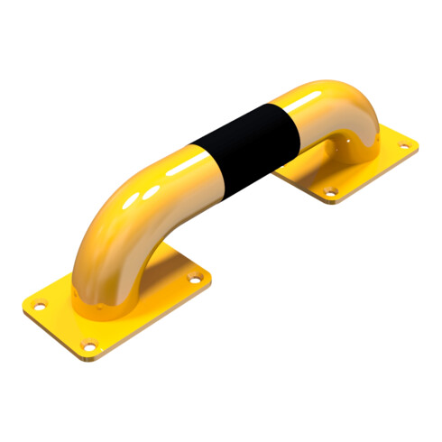 Schake Rammschutz, Bügel Stahlrundrohr Ø 60mm, zum Aufdübeln Bodenplatte gelb pulverbeschichtet + schwarzen Streifen