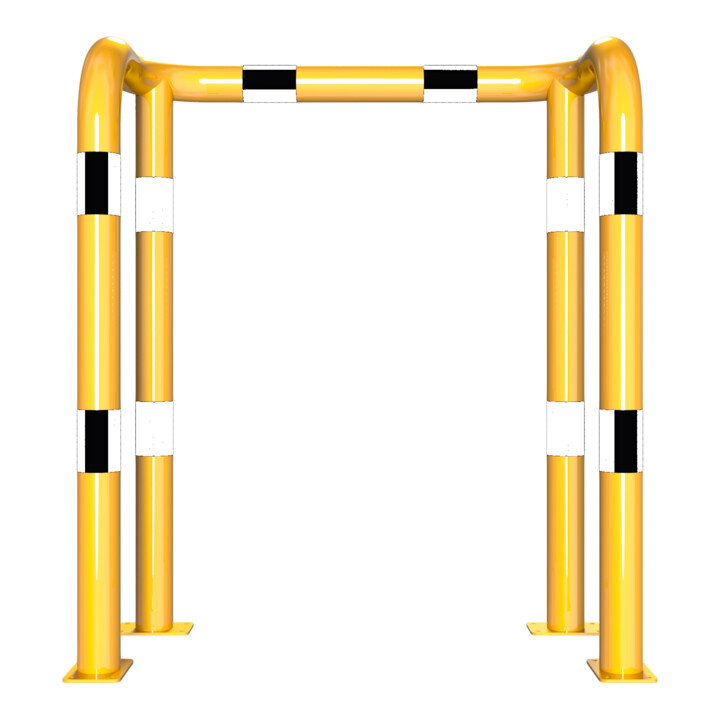 Schake Rammschutzbügel Doppelbügel, Gesamttiefe 400 mm + 4 Standpfosten gelb/schwarz Breite: 1000 mm, Höhe Überflur: 1150 mm zum Aufdübeln
