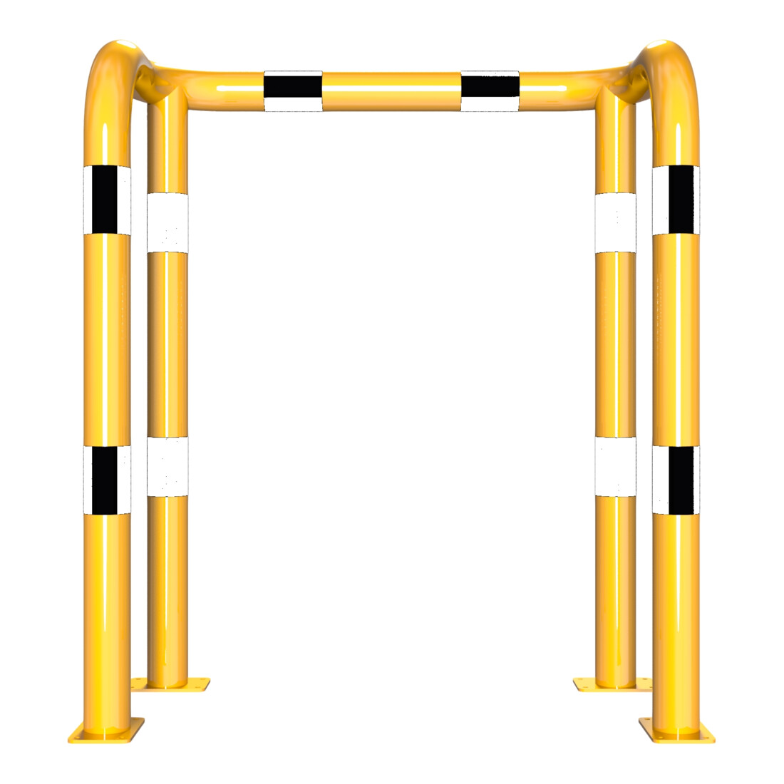 Schake Rammschutzbügel Doppelbügel, Gesamttiefe 400 mm + 4 Standpfosten gelb/schwarz Breite: 1000 mm, Höhe Überflur: 1150 mm zum Aufdübeln
