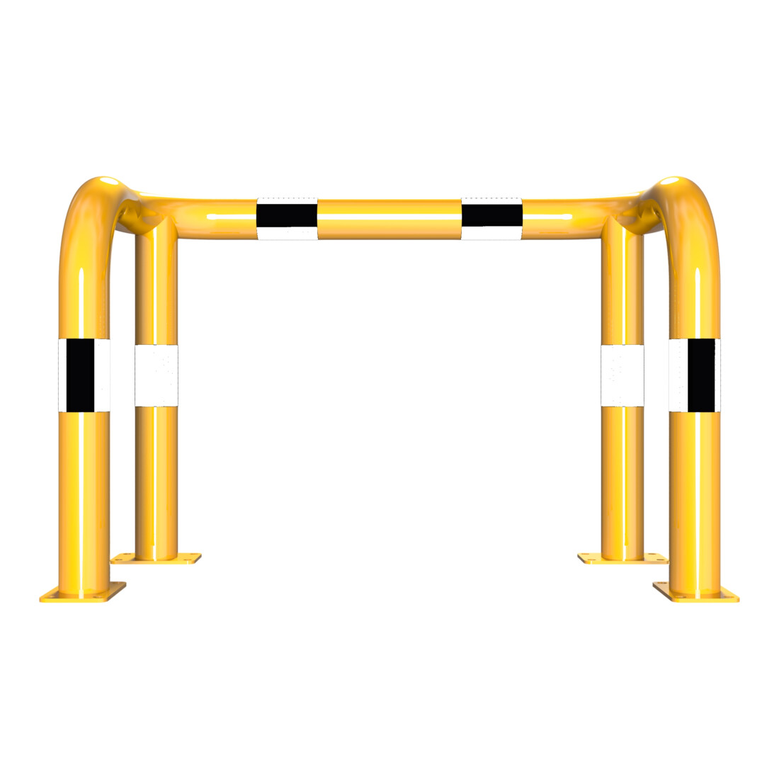 Schake Rammschutzbügel Doppelbügel, Gesamttiefe 400 mm + 4 Standpfosten gelb/schwarz Breite: 1000 mm, Höhe Überflur: 650 mm zum Aufdübeln