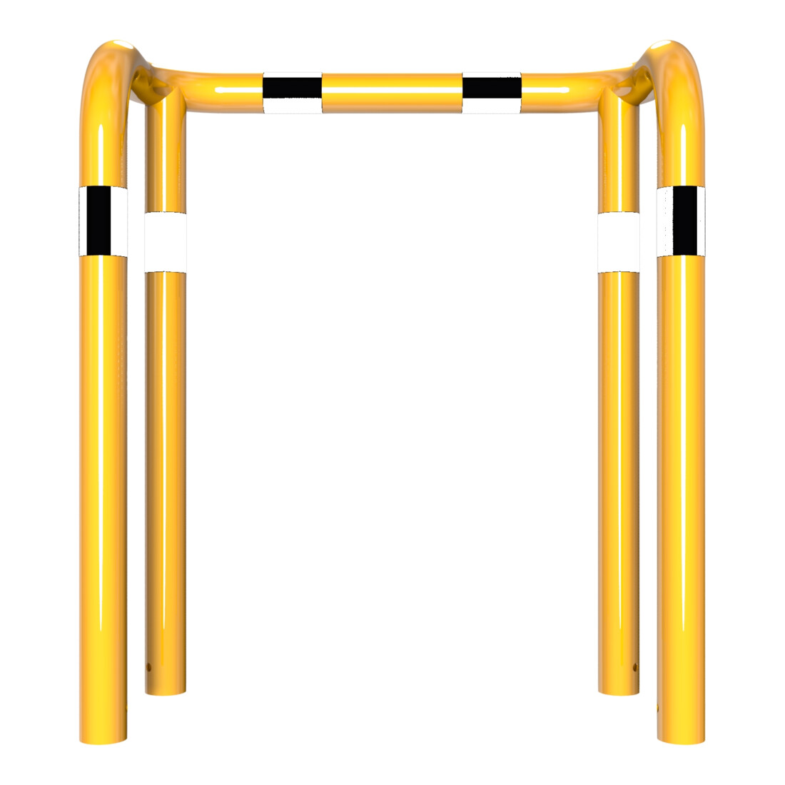 Schake Rammschutzbügel Doppelbügel, Gesamttiefe 400 mm + 4 Standpfosten gelb/schwarz Breite: 1000 mm, Höhe Überflur: 650 mm zum Einbetonieren