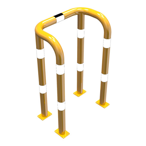 Schake Rammschutzbügel Doppelbügel, Gesamttiefe 400 mm + 4 Standpfosten gelb/schwarz Breite: 750 mm, Höhe Überflur: 1150 mm zum Aufdübeln