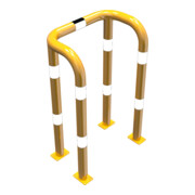 Schake Rammschutzbügel Doppelbügel, Gesamttiefe 400 mm + 4 Standpfosten gelb/schwarz Breite: 750 mm, Höhe Überflur: 1150 mm zum Aufdübeln-5