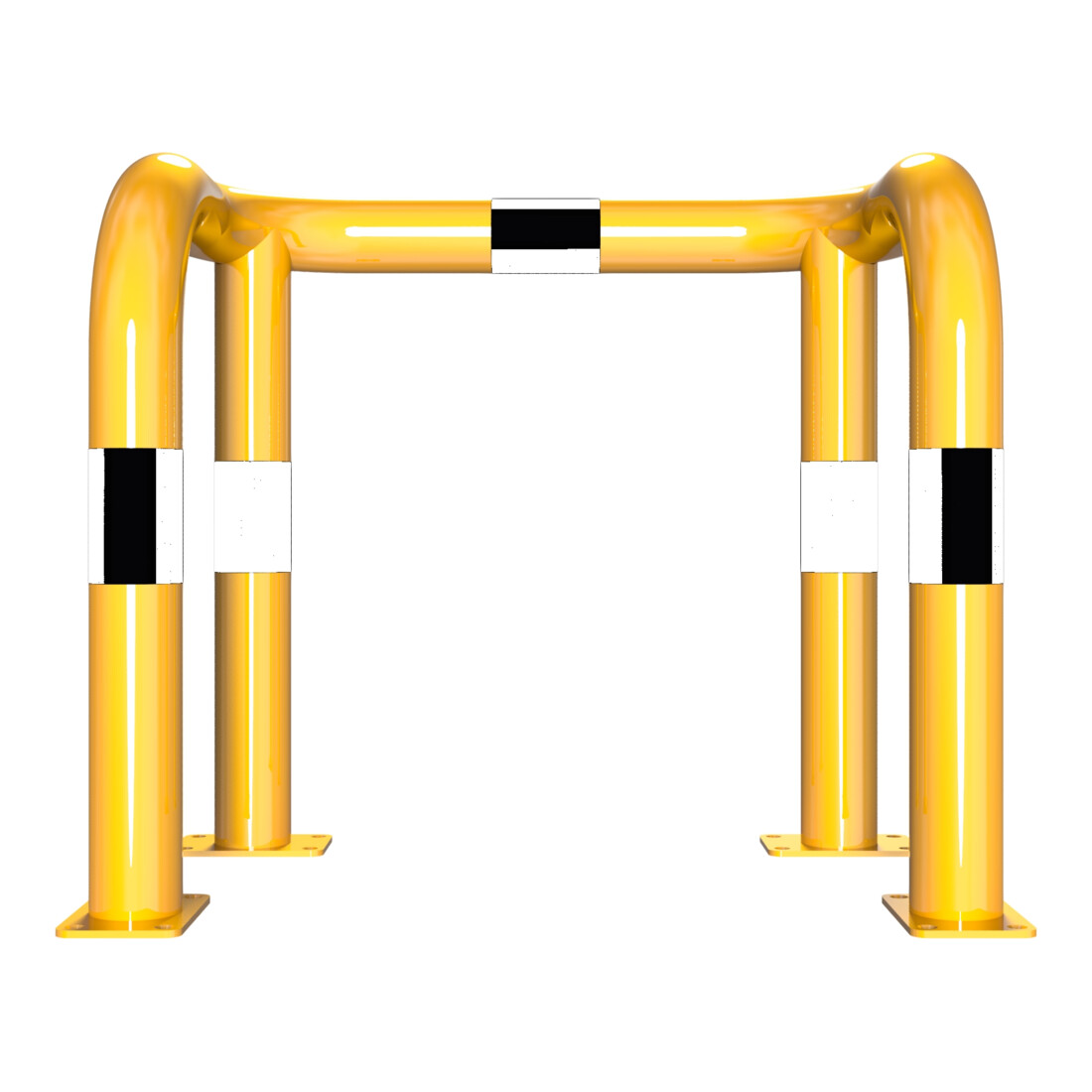 Schake Rammschutzbügel Doppelbügel, Gesamttiefe 400 mm + 4 Standpfosten gelb/schwarz Breite: 750 mm, Höhe Überflur: 650 mm zum Aufdübeln