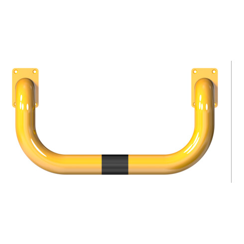 Schake Rammschutzbügel Doppelbügel, vertiefte Ausführung Gesamttiefe: ca. 350mm + 2 Standpfosten gelb/schwarz Breite: 1000 mm, Höhe Überflur: 650 mm zum Aufdübeln