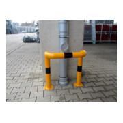 Schake Rammschutzbügel Doppelbügel, vertiefte Ausführung Gesamttiefe: ca. 350mm + 2 Standpfosten gelb/schwarz Breite: 1000 mm, Höhe Überflur: 650 mm zum Einbetonieren-4