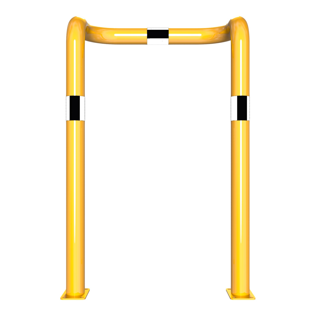 Schake Rammschutzbügel Doppelbügel, vertiefte Ausführung Gesamttiefe: ca. 350mm + 2 Standpfosten gelb/schwarz Breite: 750 mm, Höhe Überflur: 1150 mm zum Aufdübeln