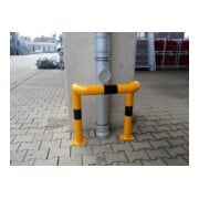 Schake Rammschutzbügel Doppelbügel, vertiefte Ausführung Gesamttiefe: ca. 350mm + 2 Standpfosten gelb/schwarz Breite: 750 mm, Höhe Überflur: 1150 mm zum Einbetonieren-4