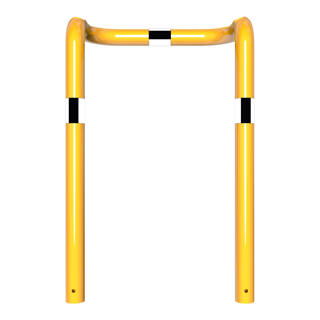 Schake Rammschutzbügel Doppelbügel, vertiefte Ausführung Gesamttiefe: ca. 350mm + 2 Standpfosten gelb/schwarz Breite: 750 mm, Höhe Überflur: 650 mm zum Einbetonieren