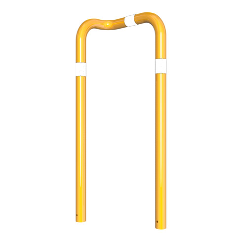 Schake Rammschutzbügel Einseitig, vertiefte Ausführung Gesamttiefe: ca. 260 mm Einseitig links gelb/schwarz Breite: 600 mm, Höhe Überflur: 1150 mm