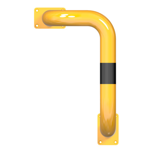 Schake Rammschutzbügel Einseitig, vertiefte Ausführung Gesamttiefe: ca. 260 mm Einseitig links gelb/schwarz Breite: 600 mm, Höhe Überflur: 1150 mm zum Aufdübeln