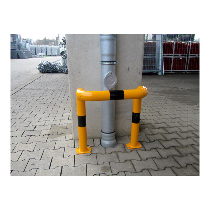 Schake Rammschutzbügel Einseitig, vertiefte Ausführung Gesamttiefe: ca. 350 mm Einseitig links gelb/schwarz Breite: 600 mm, Höhe Überflur: 650 mm