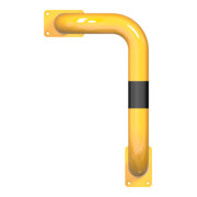 Schake Rammschutzbügel Einseitig, vertiefte Ausführung Gesamttiefe: ca. 350 mm Einseitig links gelb/schwarz Breite: 600 mm, Höhe Überflur: 650 mm zum Aufdübeln