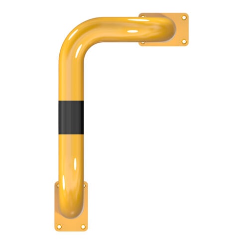 Schake Rammschutzbügel Einseitig, vertiefte Ausführung Gesamttiefe: ca. 350 mm Einseitig rechts gelb/schwarz Breite: 600 mm, Höhe Überflur: 1150 mm