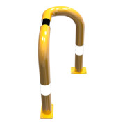 Schake Rammschutzbügel Einseitig, vertiefte Ausführung Gesamttiefe: ca. 350 mm Einseitig rechts gelb/schwarz Breite: 600 mm, Höhe Überflur: 650 mm zum Aufdübeln-2