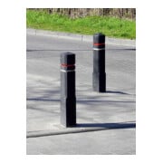 Schake Recyclingpfosten Vierkant 140x140mm, Gesamtlänge: 1400mm + zwei Fräsungen 15mm, zwei Reflektorbänder (oben rot, unten weiß), Farbe: schwarz-4
