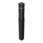 Schake Recyclingpfosten Vierkant 140x140mm, Gesamtlänge: 1400mm + zwei Fräsungen 15mm, zwei Reflektorbänder (oben rot, unten weiß), Farbe: schwarz-5