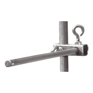 Schake Richtschnurhalter, zum Aufschrauben auf Schnurpfähle, mittels Feststellschraube fixierbar, mit Rundstahl Ø 13mm inkl. Kerbe zur Seilführung, aufschraubbar auf alle Schnurpfähle Ø 10mm - Ø 20mm, Rundstahl