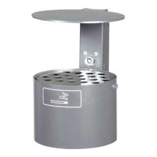 Schake Rundascher + Dach, zur Wand, + Pfostenbefestigung + Schiene, Schlüssel, Aufkleber, 4L, Ø 200mm Höhe. 290mm, beschichtet, in DB703 montiert + Standpfosten Ø 60 x 1300 mm