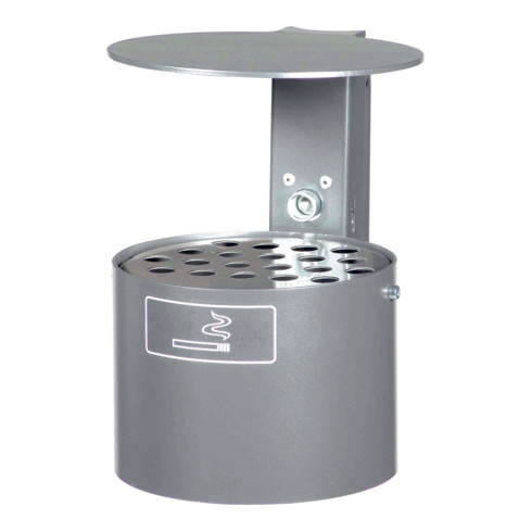 Schake Rundascher + Dach, zur Wand, + Pfostenbefestigung + Schiene, Schlüssel, Aufkleber, 4L, Ø 200mm Höhe. 290mm, montiert + Standpfosten Ø 60 x 1300 mm