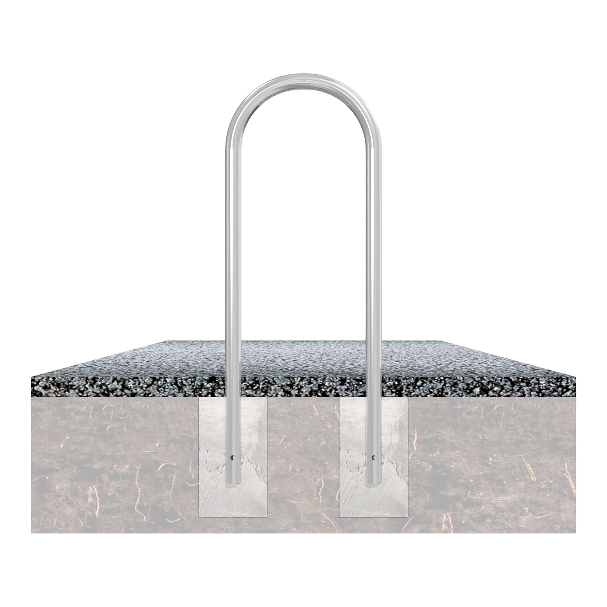 Schake Rundbügel Ø 48 x 2,5 mm Breite: 460 mm, Höhe: 1200 mm ohne Querholm, beschichtet, RAL 6005, zum Einbetonieren