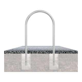 Schake Rundbügel aus Stahlrohr Ø 48 x 2,5 mm Breite: 650 mm, Höhe: 1200 mm ohne Querholm, zum Einbetonieren