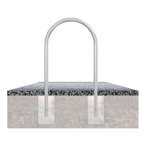 Schake Rundbügel aus Stahlrohr Ø 48 x 2,5 mm Breite: 650 mm, Höhe: 1200 mm ohne Querholm, zum Einbetonieren