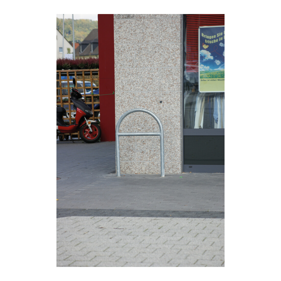Schake Rundbügel aus Stahlrohr Ø 48 x 2,5 mm Breite: 650 mm, Höhe: 1200 mm ohne Querholm, zum Einbetonieren