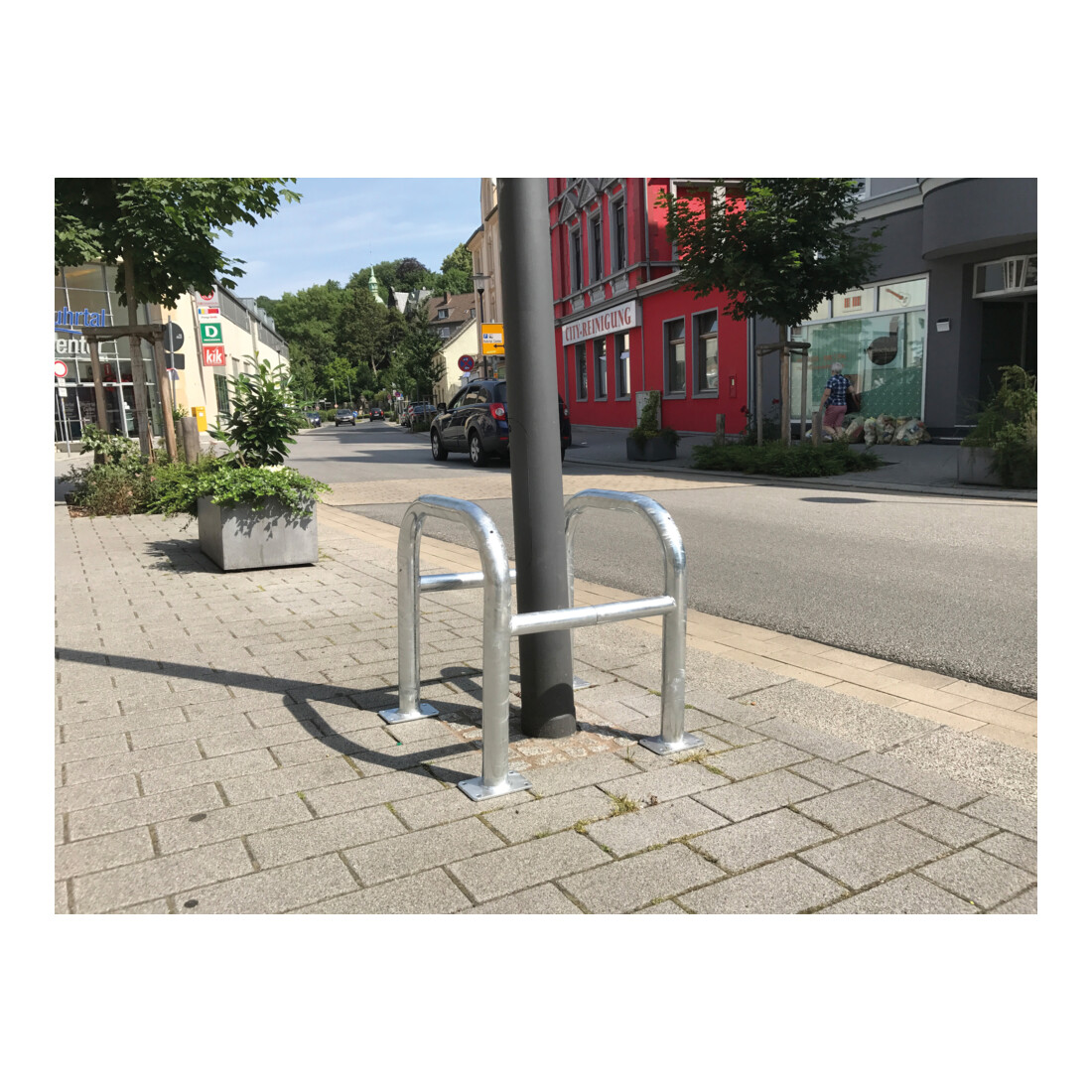Schake Säulenschutz bestehend aus 2 Steckbaren Rohrbügeln Ø60mm + angeschweißte Stutzen Ø48mm zum ineinanderstecken, Breite: 800mm x: 800mm, Höhe: 800mm, feuerverzinkt