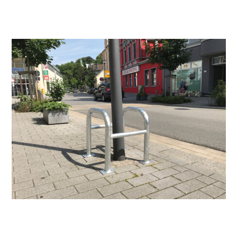 Schake Säulenschutz bestehend aus 2 Steckbaren Rohrbügeln Ø60mm + angeschweißte Stutzen Ø48mm zum ineinanderstecken, Breite: 800mm x: 800mm, Höhe: 800mm, feuerverzinkt