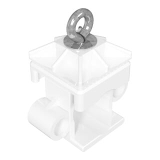 Schake Schilderklemme, Kunststoff, weiß, mit Ösen, für 40 x 40 mm / Ø 42 mm Schaftrohr