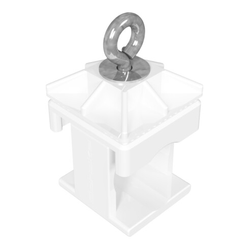 Schake Schilderklemme, Kunststoff, weiß, ohne Ösen / Haken, für 40 x 40 mm / Ø 42 mm Schaftrohr